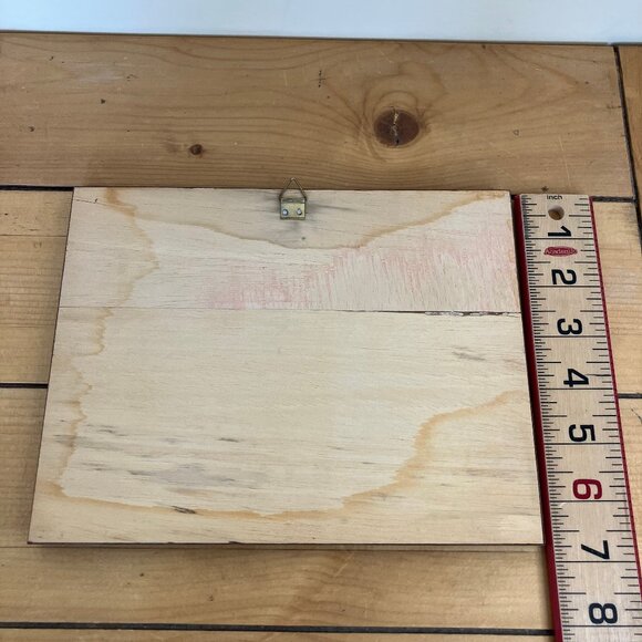 Wooden Marquetry Wall Hanging Picture Mediterranean Town Boat Scene Inlay Wood - Picture 3 of 3